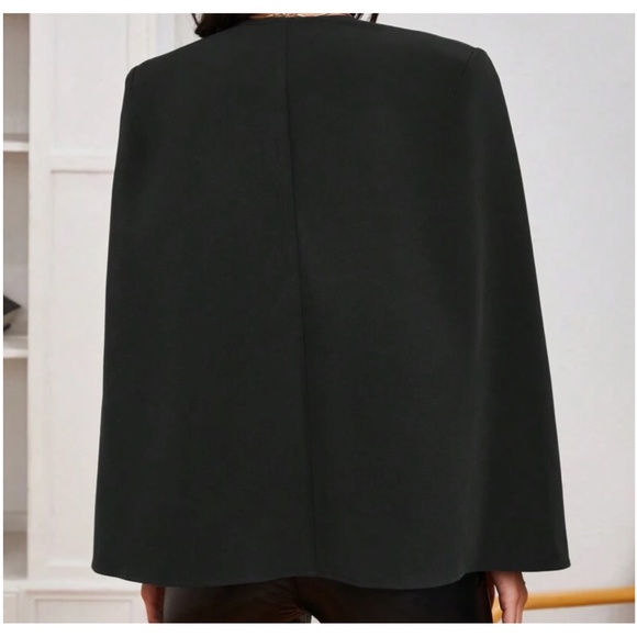 Classic Solid Open Front Cape Blazer - Picture 6 of 11